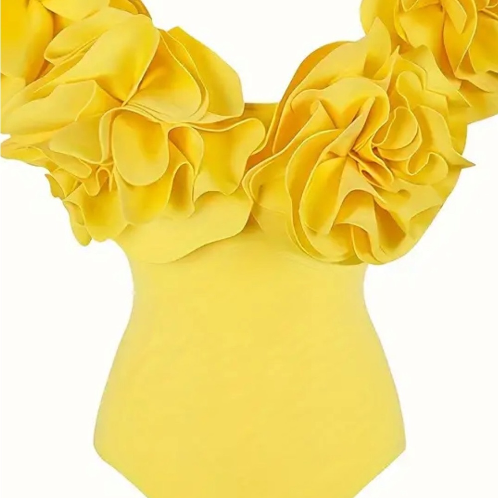 Vibrant Yellow Ruffled Fitted swimsuit